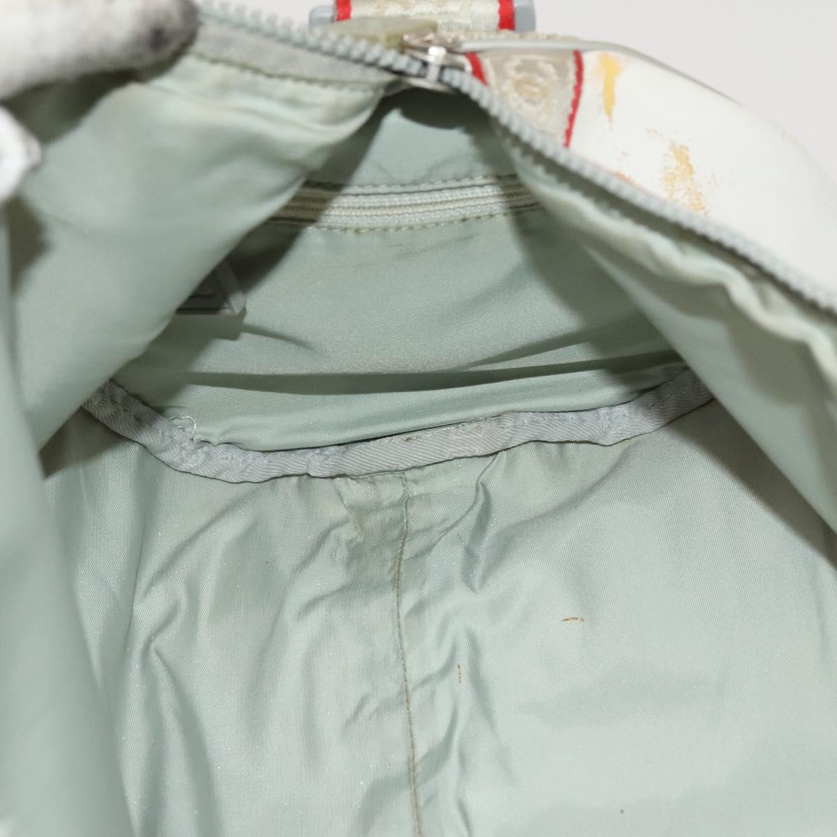 CHANEL Sports Shoulder Drum Bag Rubber Nylon White Gray CC Auth bs26735