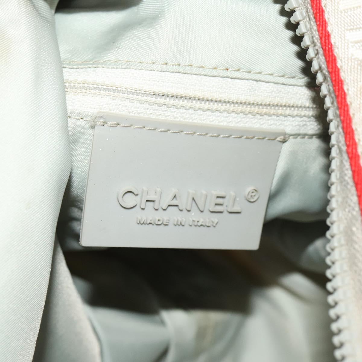 CHANEL Sports Shoulder Drum Bag Rubber Nylon White Gray CC Auth bs26735