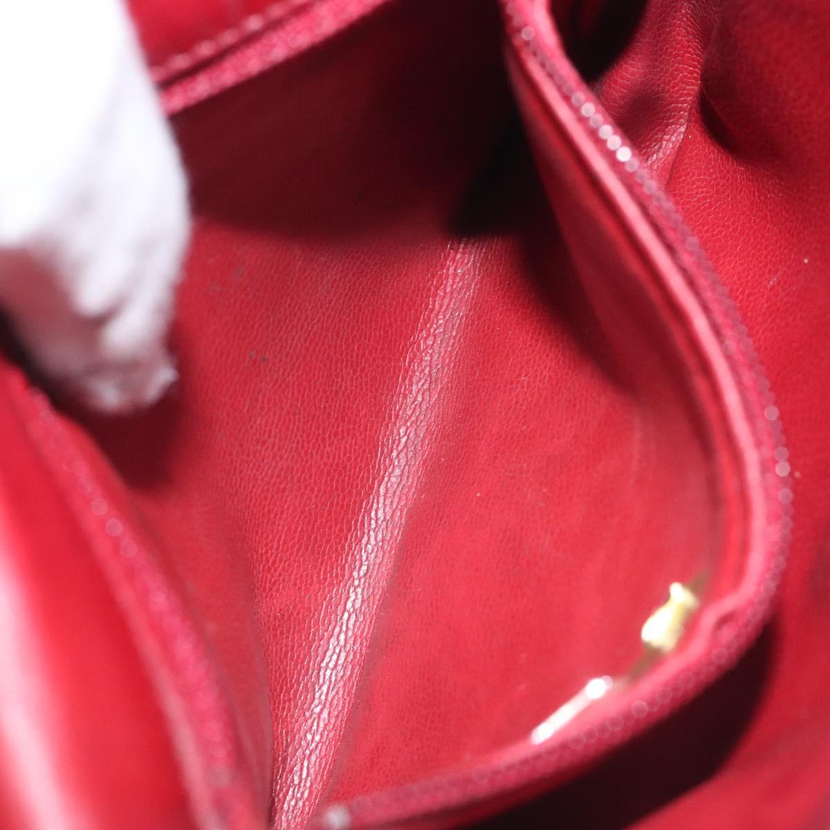 CHANEL Bicolore Waist Bag Lamb Skin Red Gold CC Auth bs26757