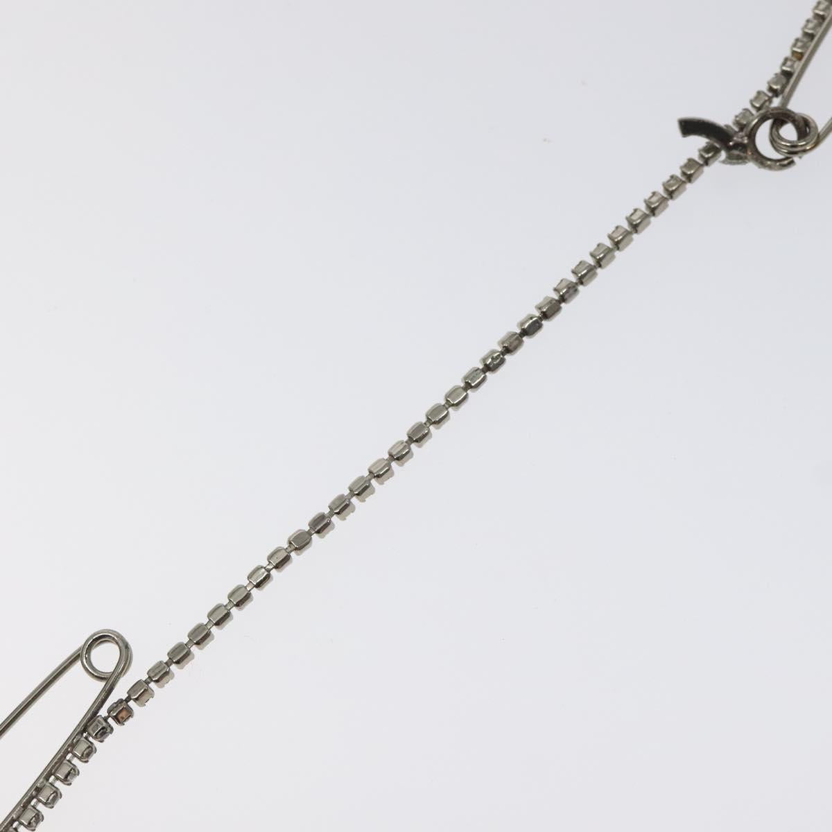CHANEL Brooch metal Silver CC Auth bs26775