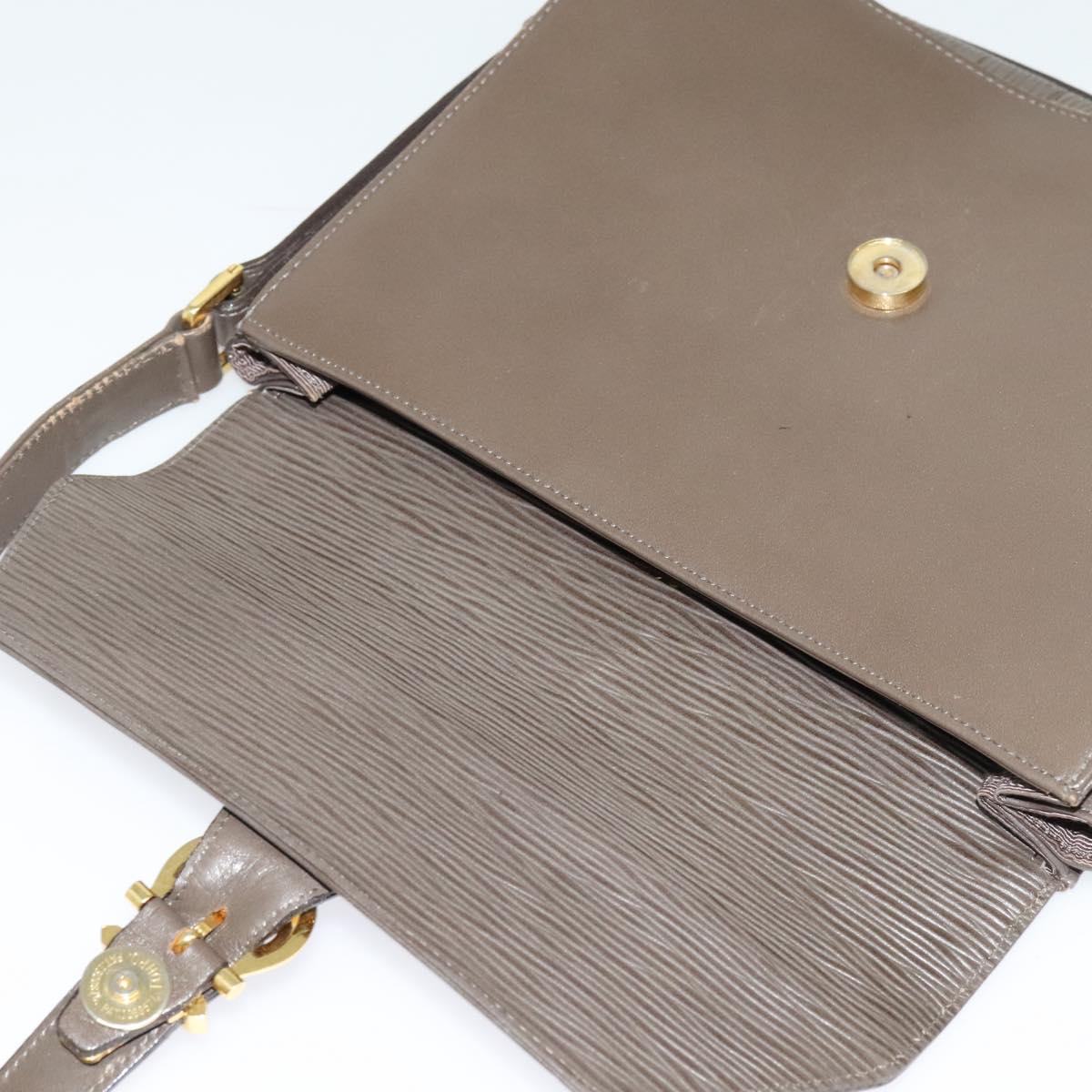 VALENTINO Shoulder Bag Leather Brown Gold Auth bs26800