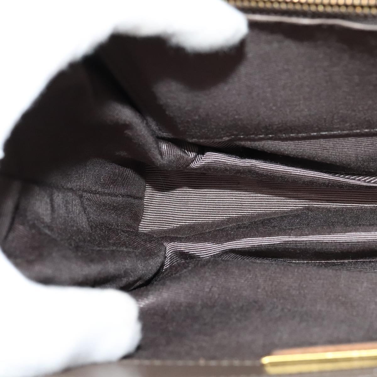 VALENTINO Shoulder Bag Leather Brown Gold Auth bs26800