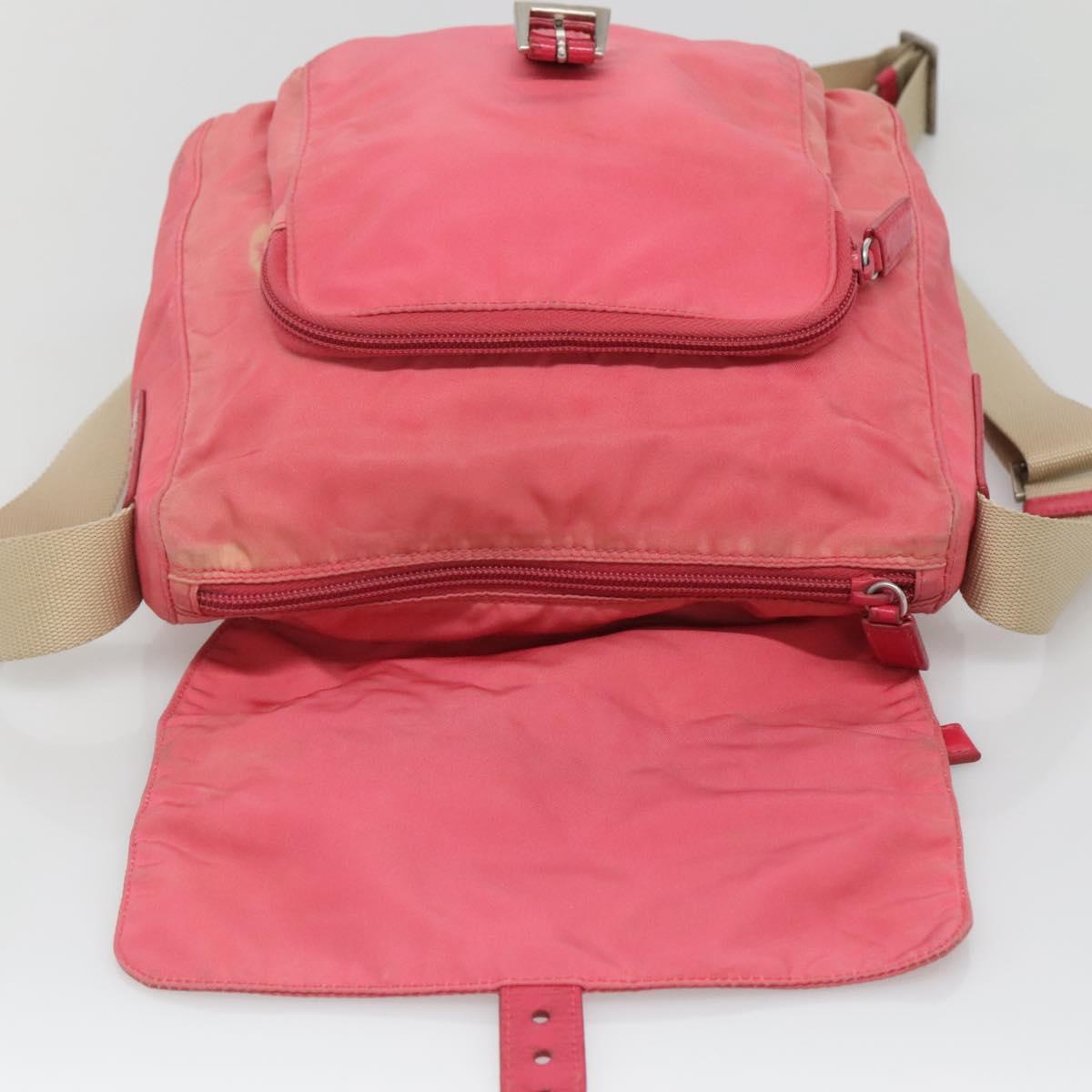 PRADA Shoulder Bag Nylon Pink Silver Auth bs26811