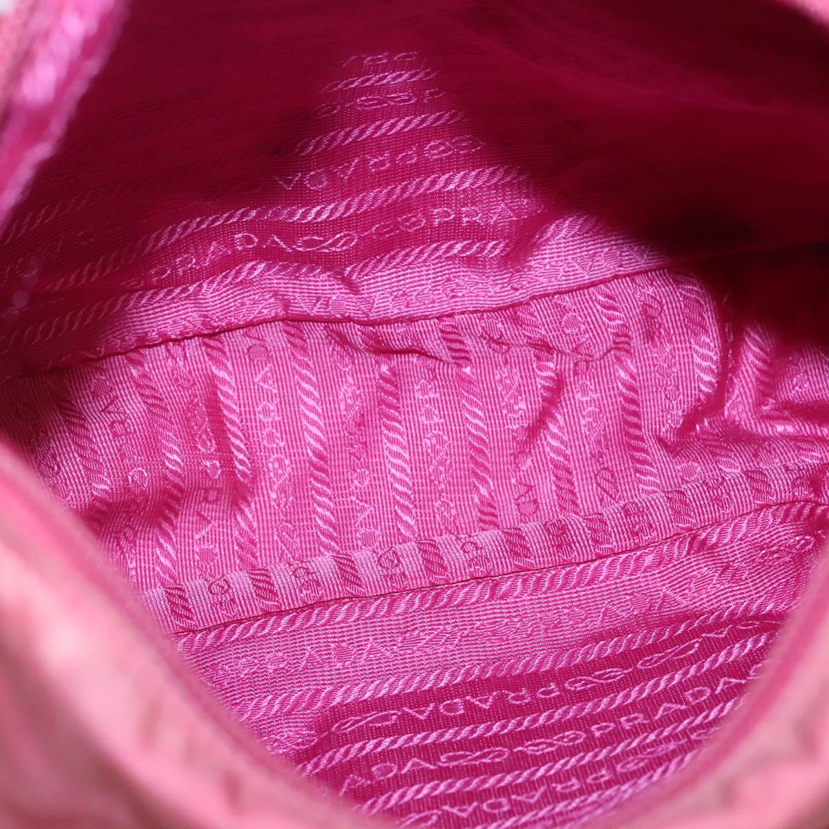 PRADA Shoulder Bag Nylon Pink Silver Auth bs26811