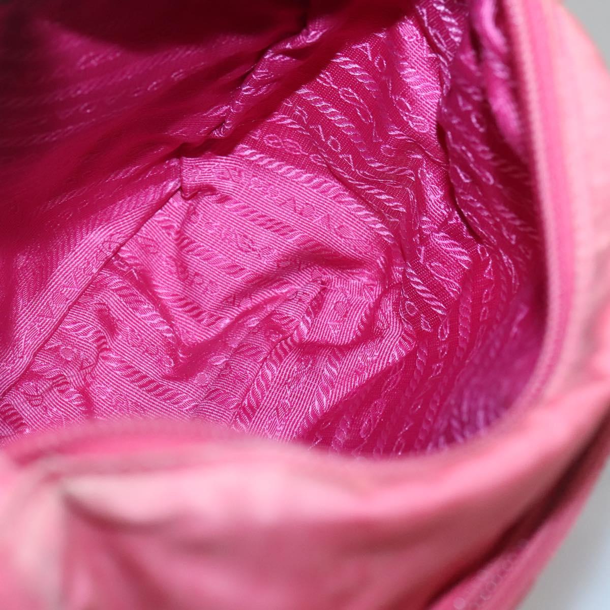 PRADA Shoulder Bag Nylon Pink Silver Auth bs26811