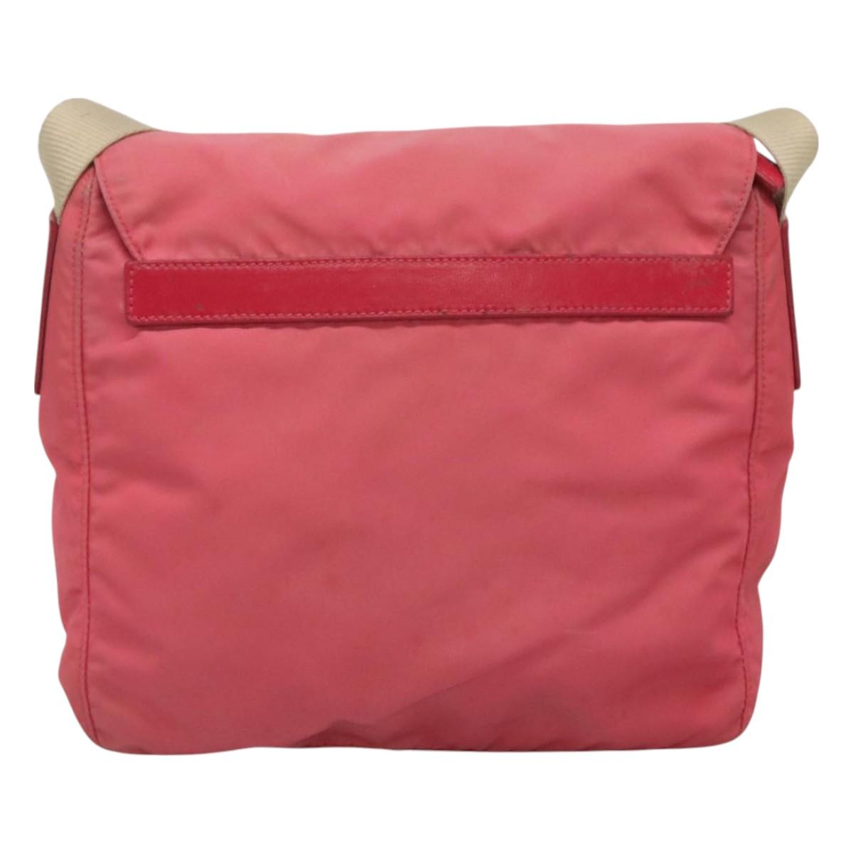 PRADA Shoulder Bag Nylon Pink Silver Auth bs26811