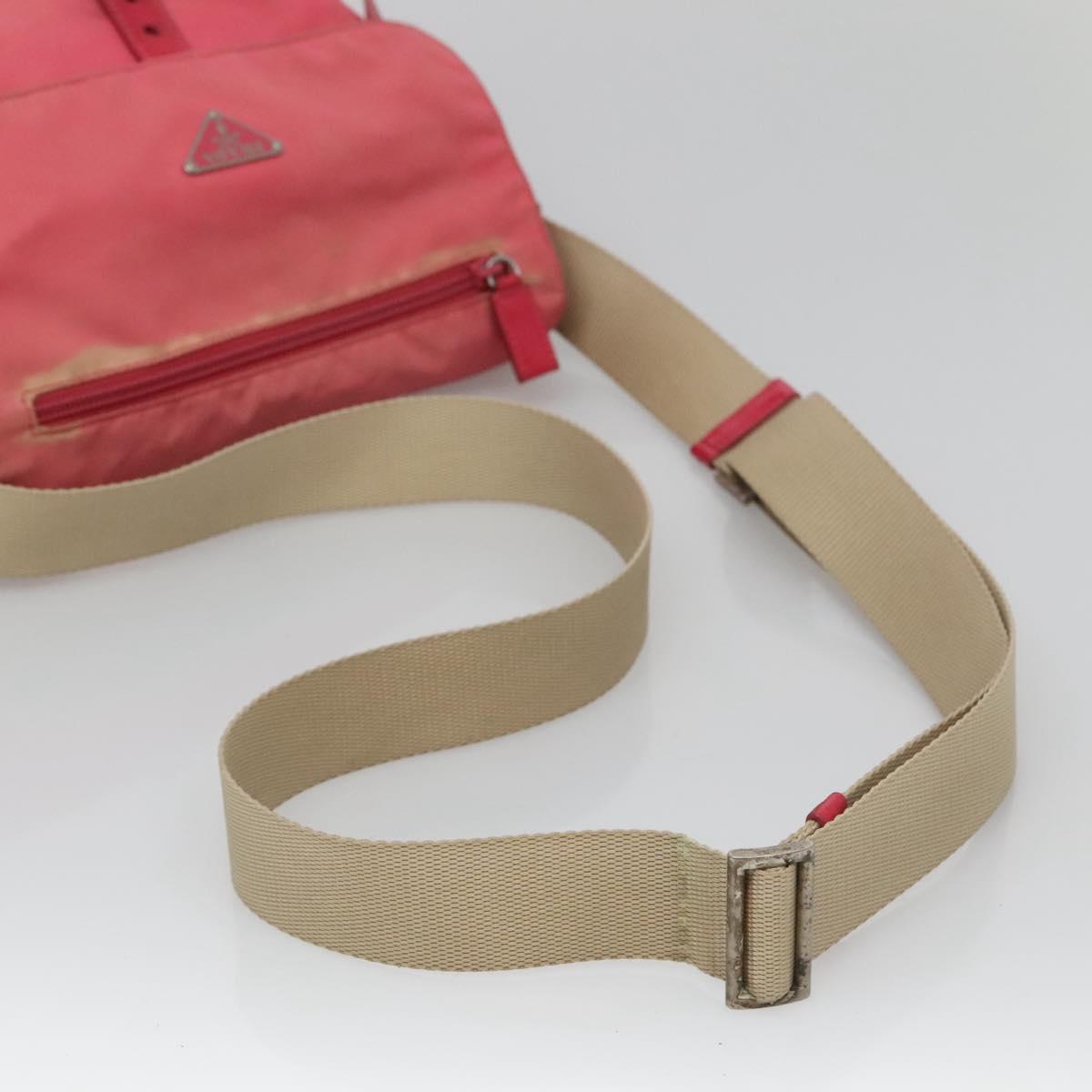 PRADA Shoulder Bag Nylon Pink Silver Auth bs26811
