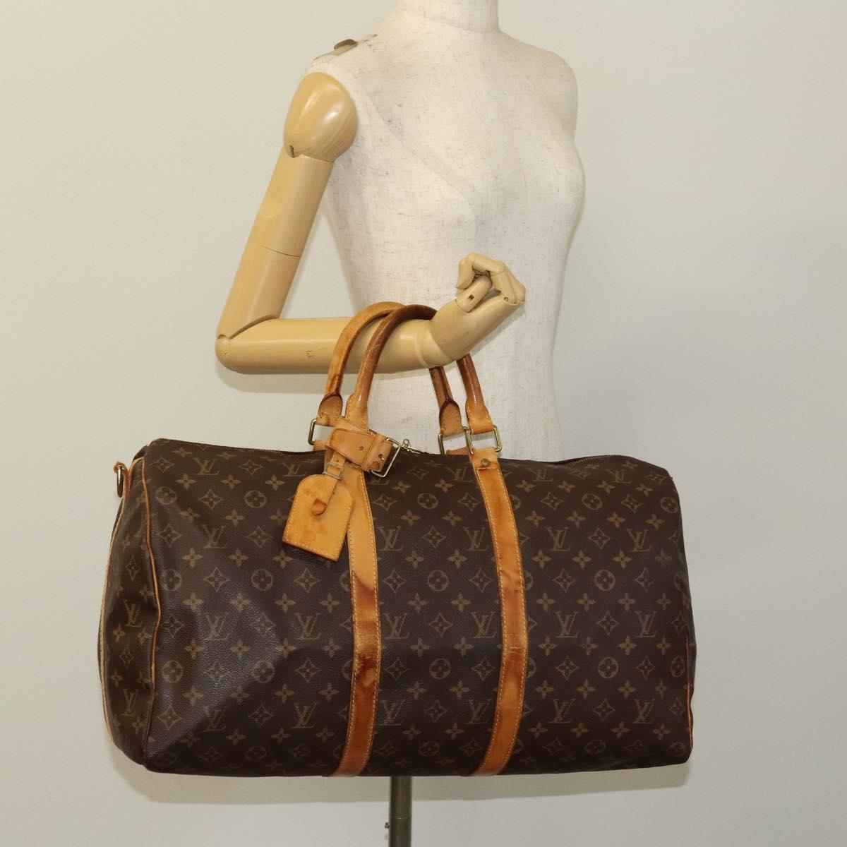 LOUIS VUITTON Monogram Keepall Bandouliere 50 Boston Bag M41416 LV Auth bs26812