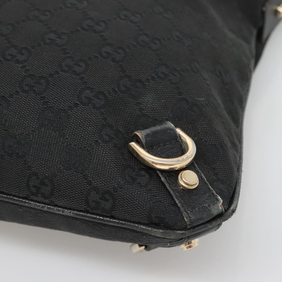 GUCCI GG Canvas Abbey Shoulder Bag Black Gold 131326 Auth bs26839