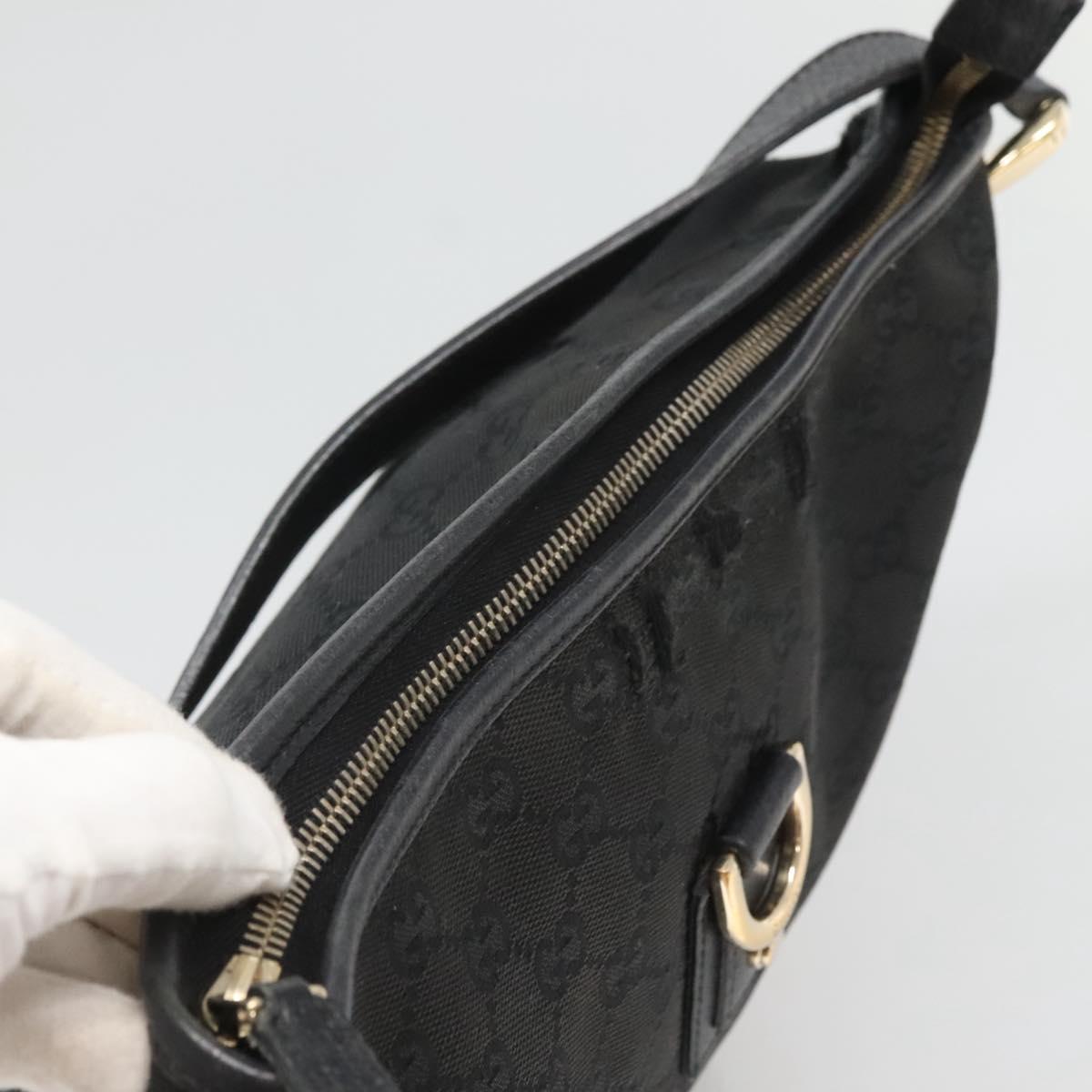 GUCCI GG Canvas Abbey Shoulder Bag Black Gold 131326 Auth bs26839