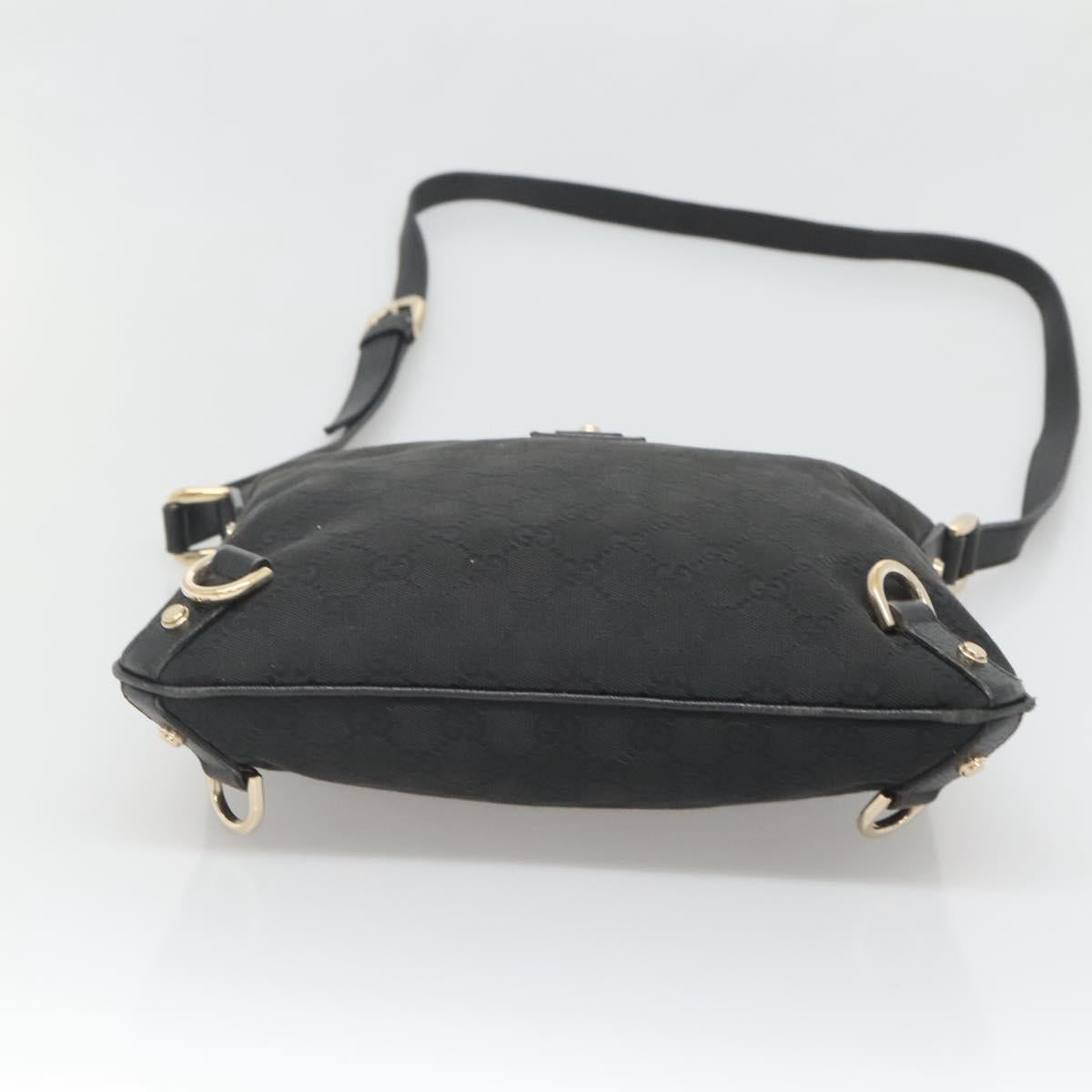 GUCCI GG Canvas Abbey Shoulder Bag Black Gold 131326 Auth bs26839