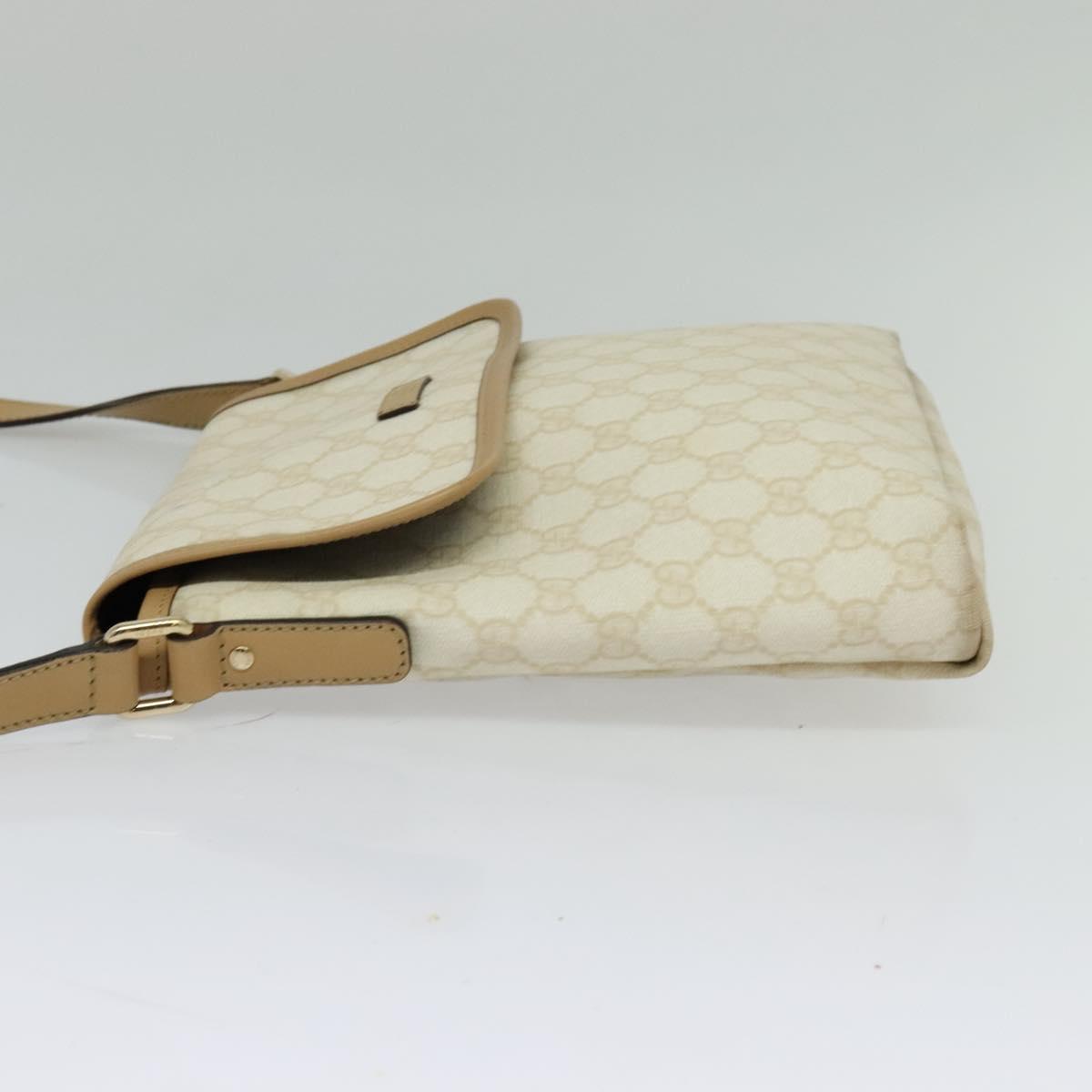 GUCCI GG Supreme Shoulder Bag PVC White Gold 223666 Auth bs26841