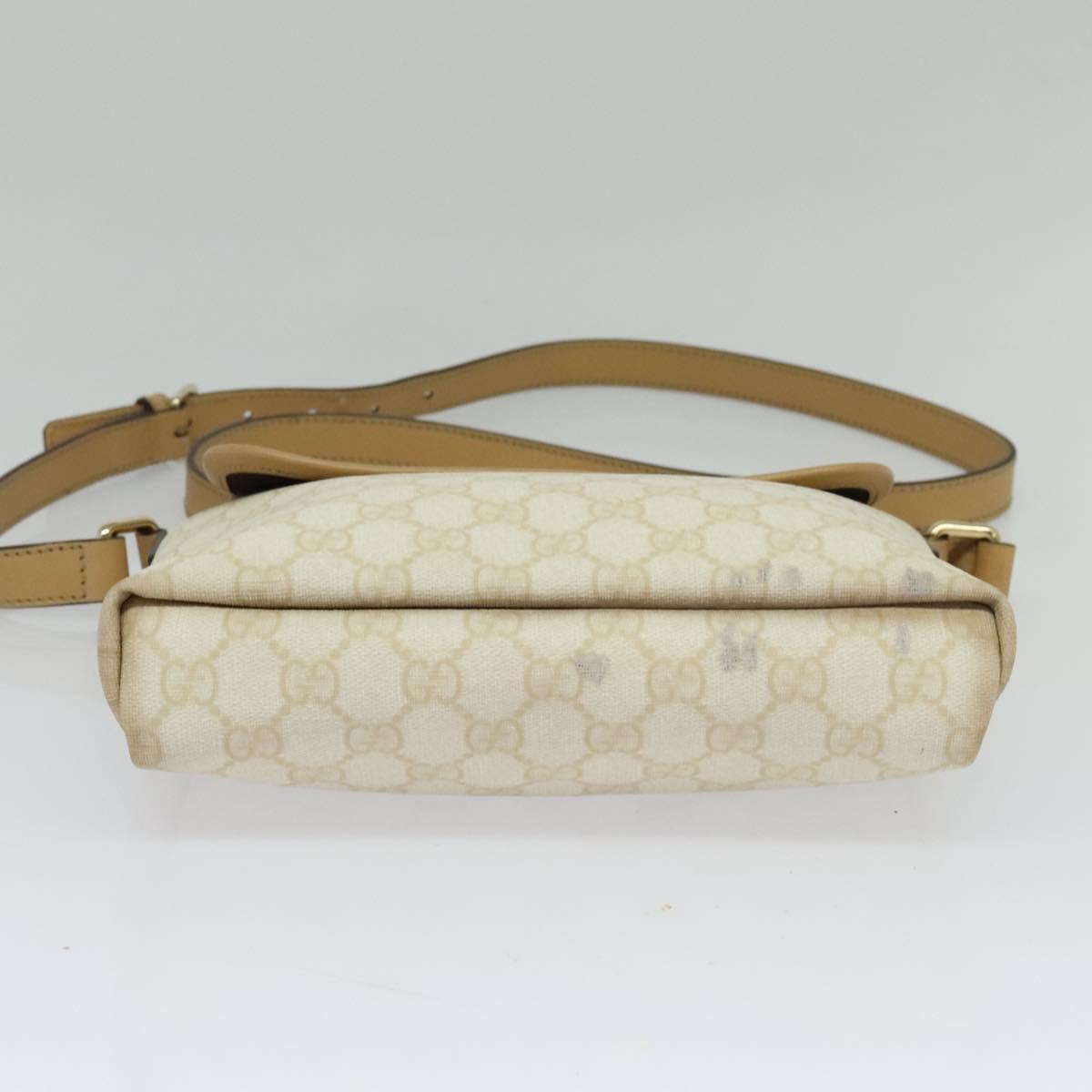 GUCCI GG Supreme Shoulder Bag PVC White Gold 223666 Auth bs26841