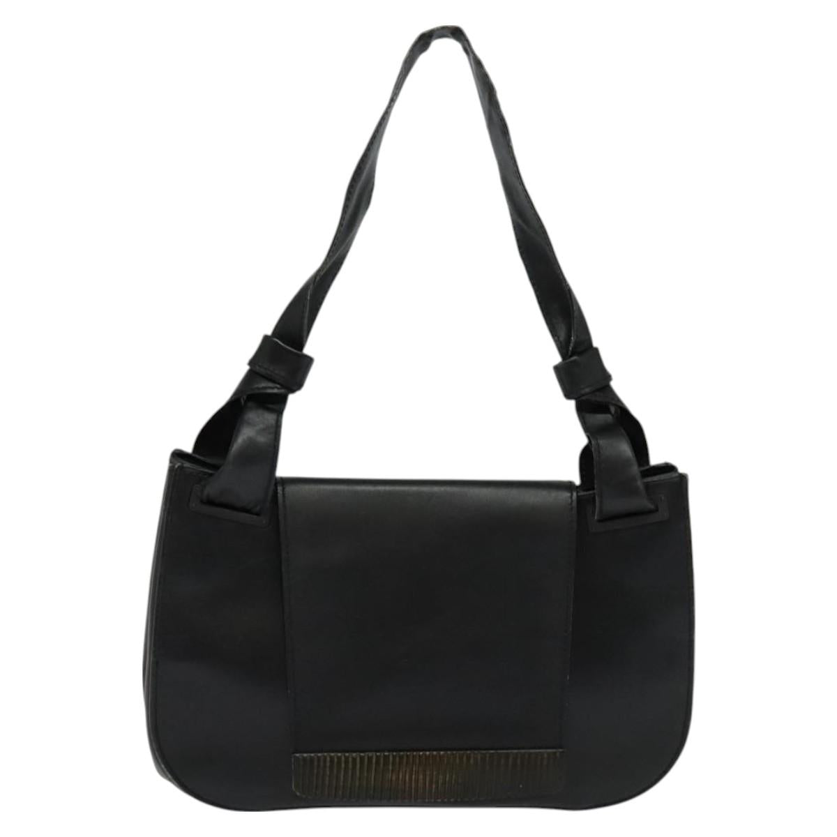 GUCCI Shoulder Bag Leather Black Silver 105375 Auth bs26842