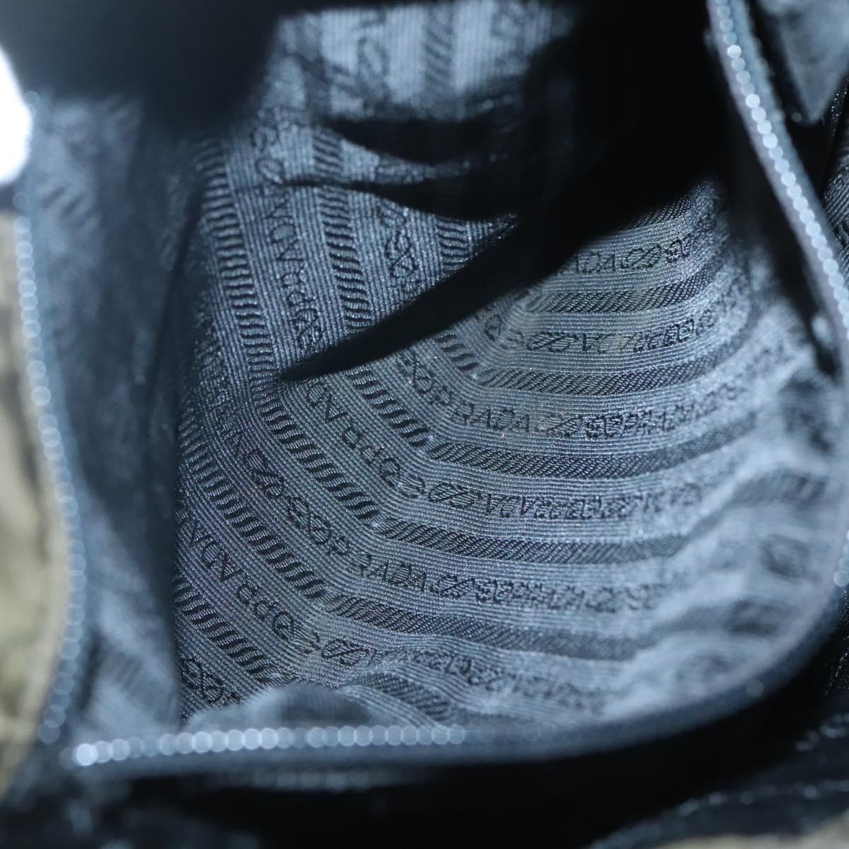 PRADA Hand Bag Nylon Khaki Silver Auth bs26850