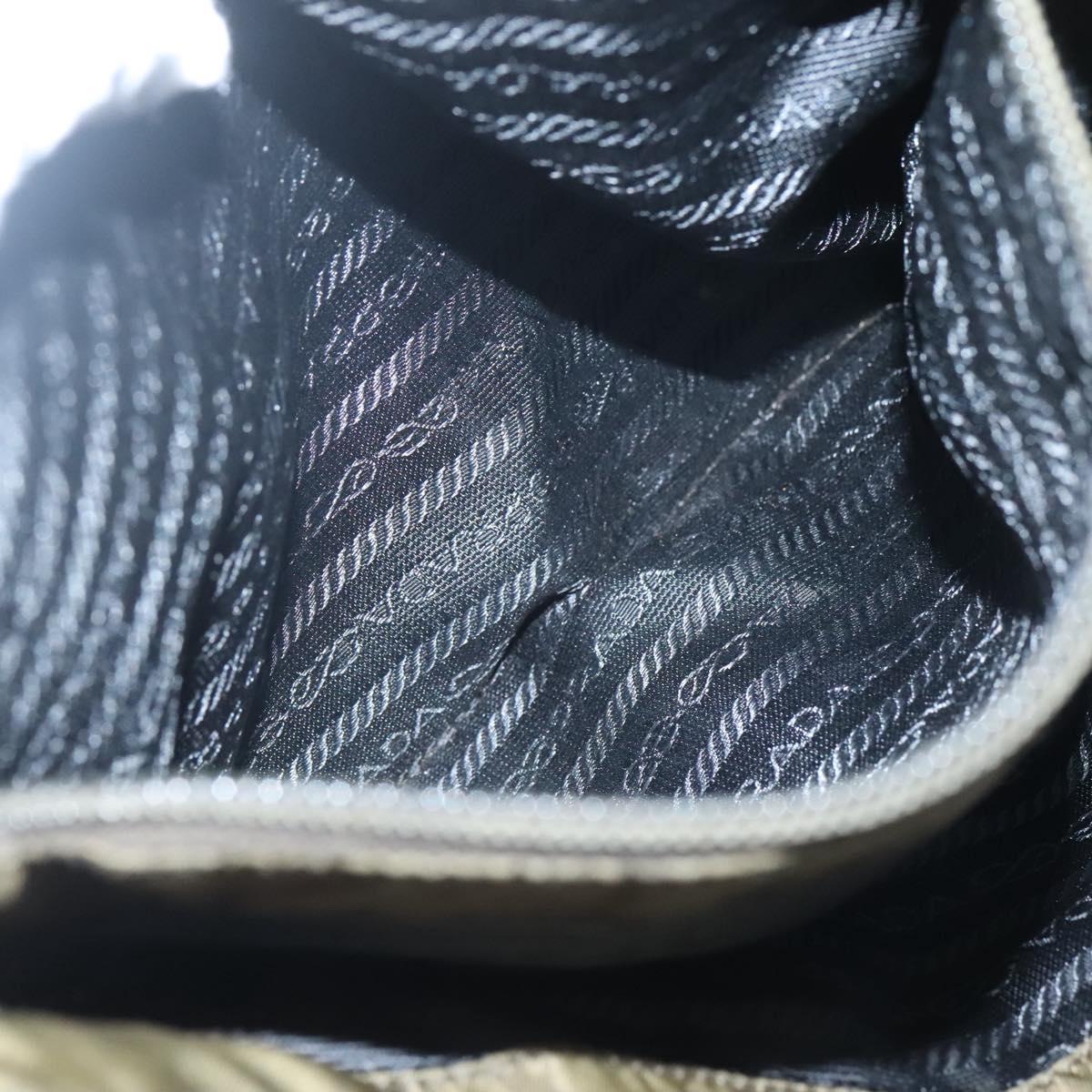 PRADA Hand Bag Nylon Khaki Silver Auth bs26850