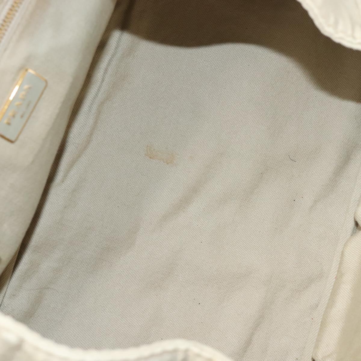 PRADA Canapa MM Hand Bag Canvas Beige Gold Auth bs26853