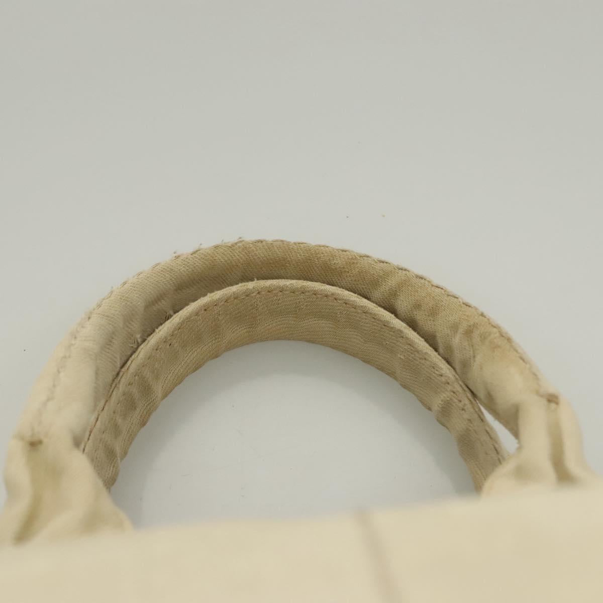 PRADA Canapa MM Hand Bag Canvas Beige Gold Auth bs26853