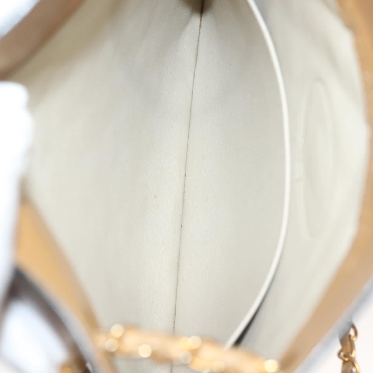 CHANEL Chain Shoulder Bag Lamb Skin Beige Gold CC Auth bs26856