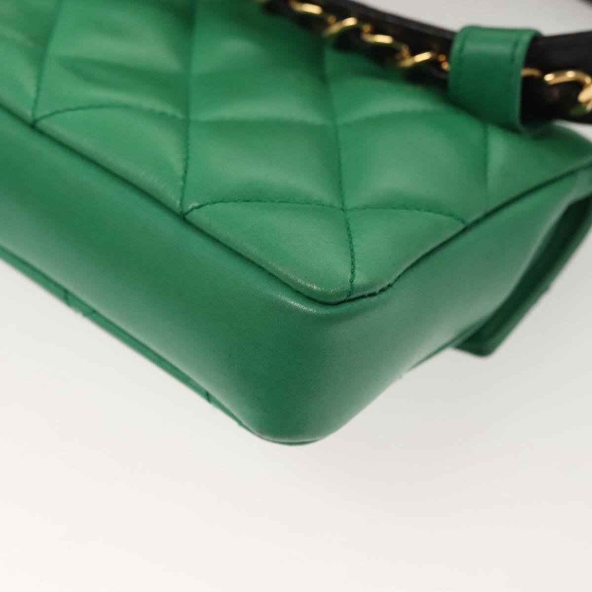 CHANEL Matelasse Waist bag Lamb Skin Red Gold Green CC Auth bs26866