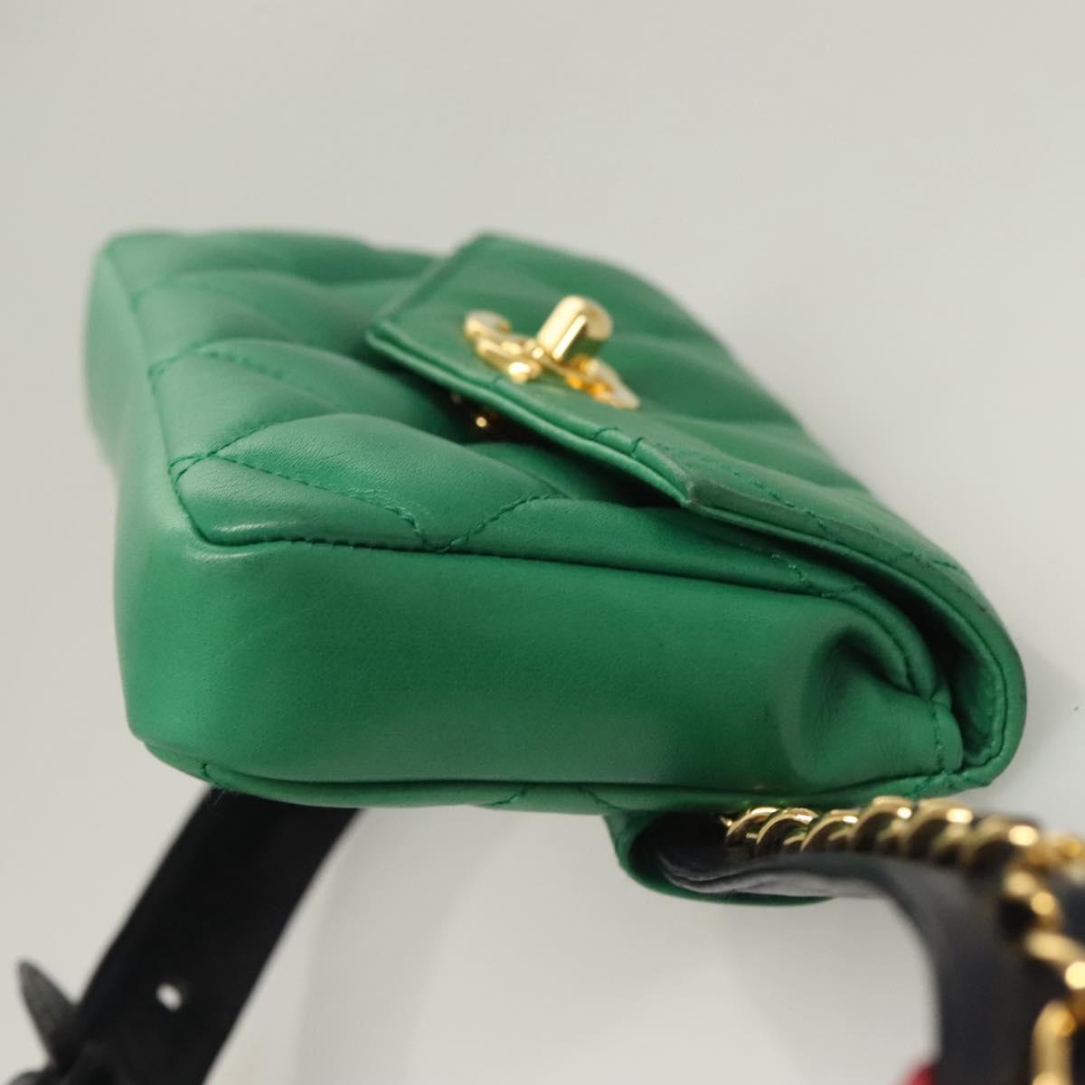 CHANEL Matelasse Waist bag Lamb Skin Red Gold Green CC Auth bs26866