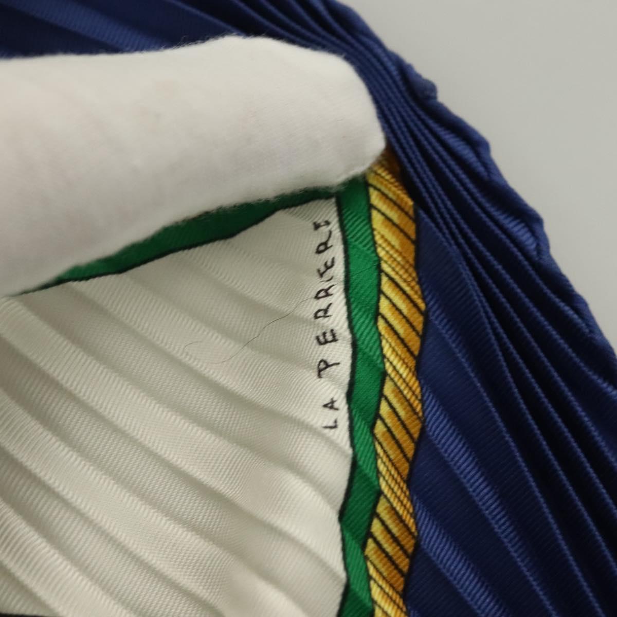 HERMES Pleated Scarf ""LES VOITURES A TRANSFORMATION"" Silk Blue Auth bs26876