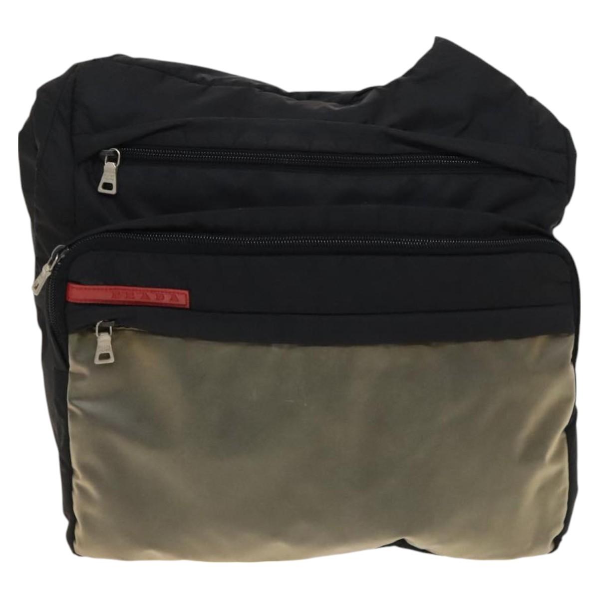 PRADA Sports Shoulder Bag Nylon Black Silver Auth bs26885