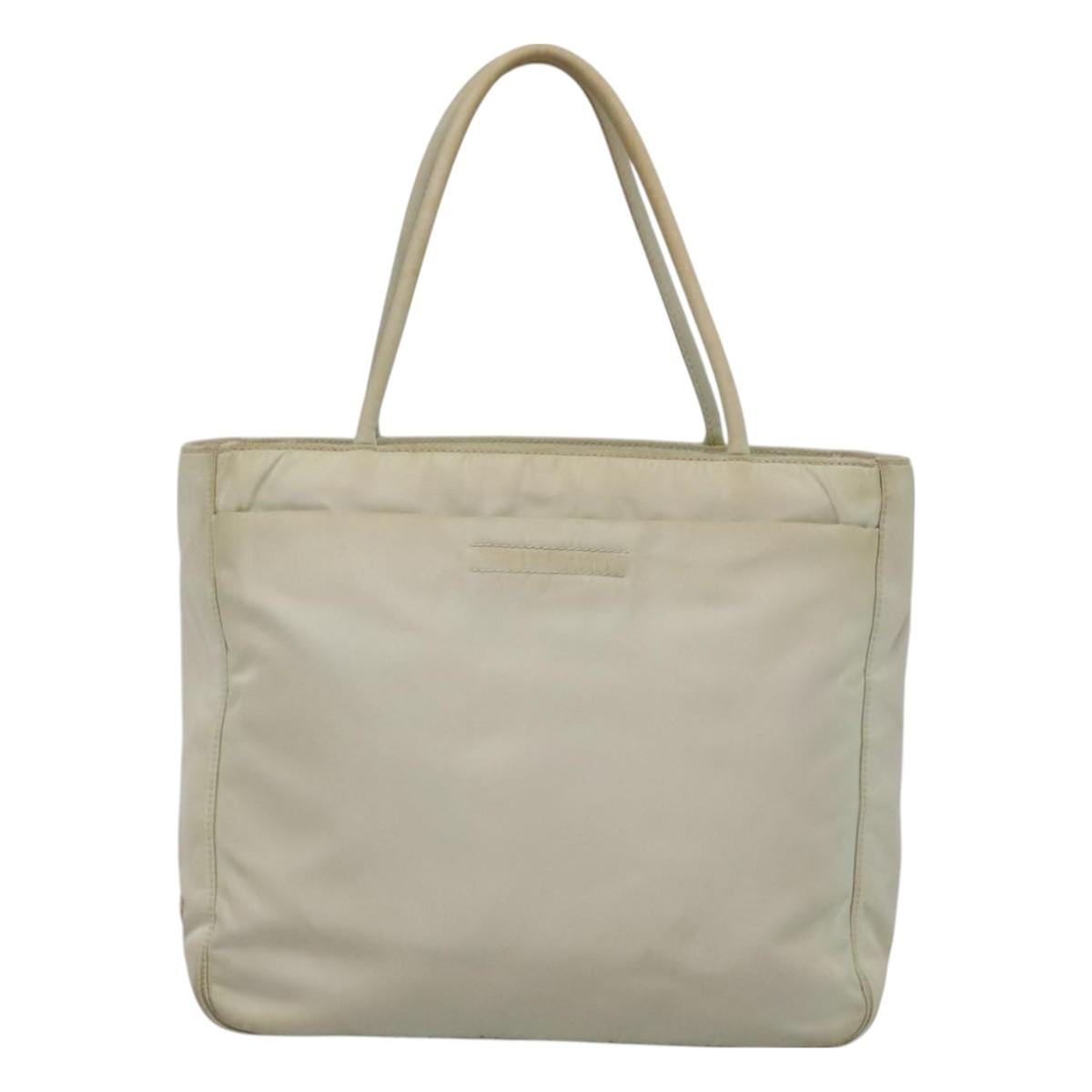 PRADA Hand Bag Nylon White Auth bs26886