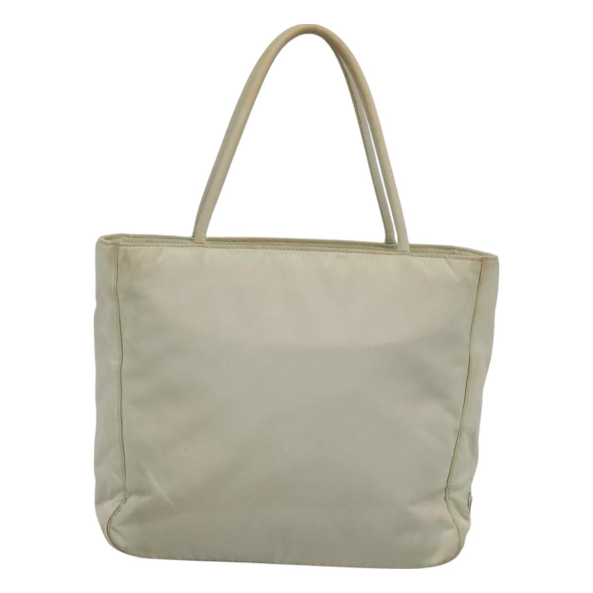 PRADA Hand Bag Nylon White Auth bs26886