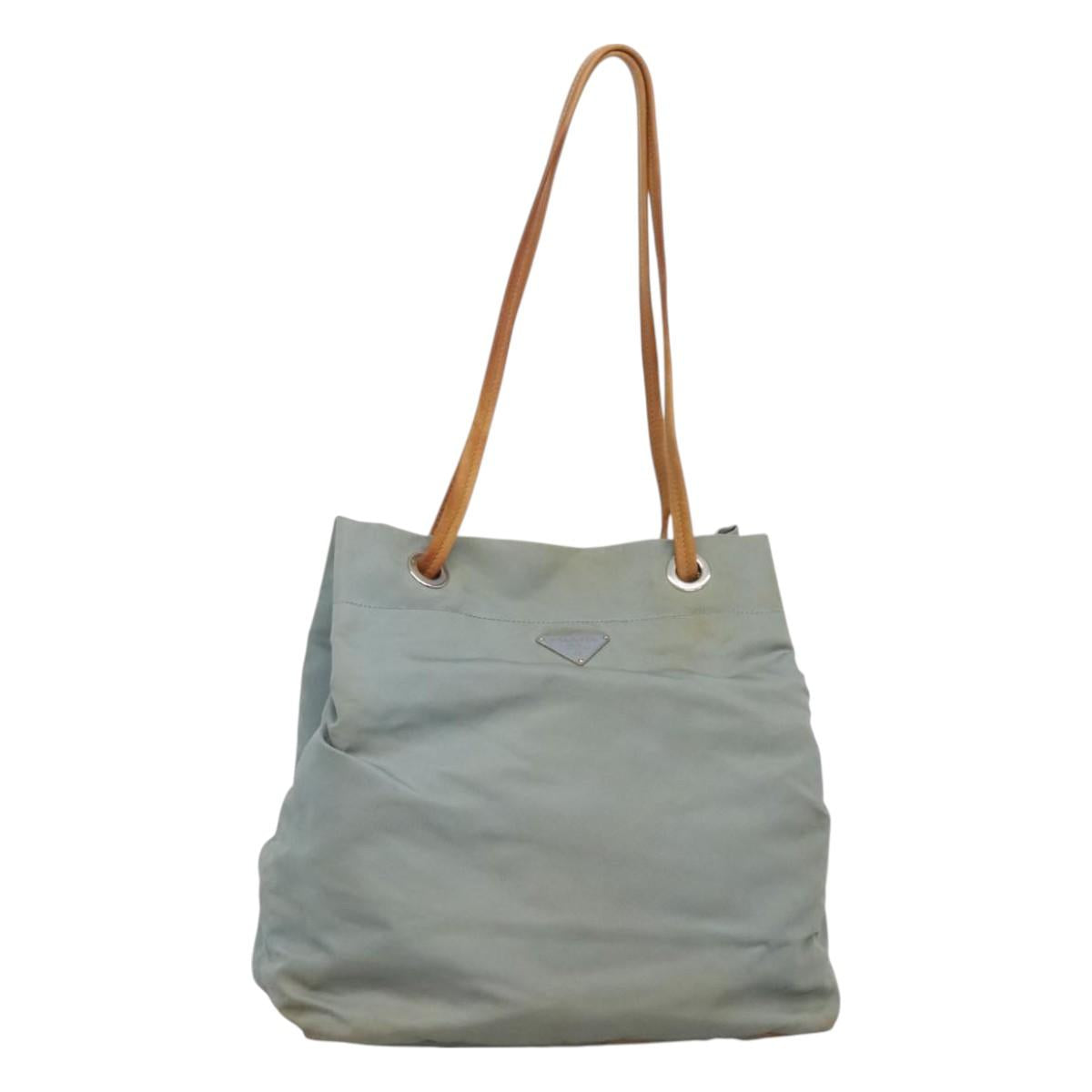 PRADA Shoulder Bag Nylon Light Blue Silver Auth bs26887