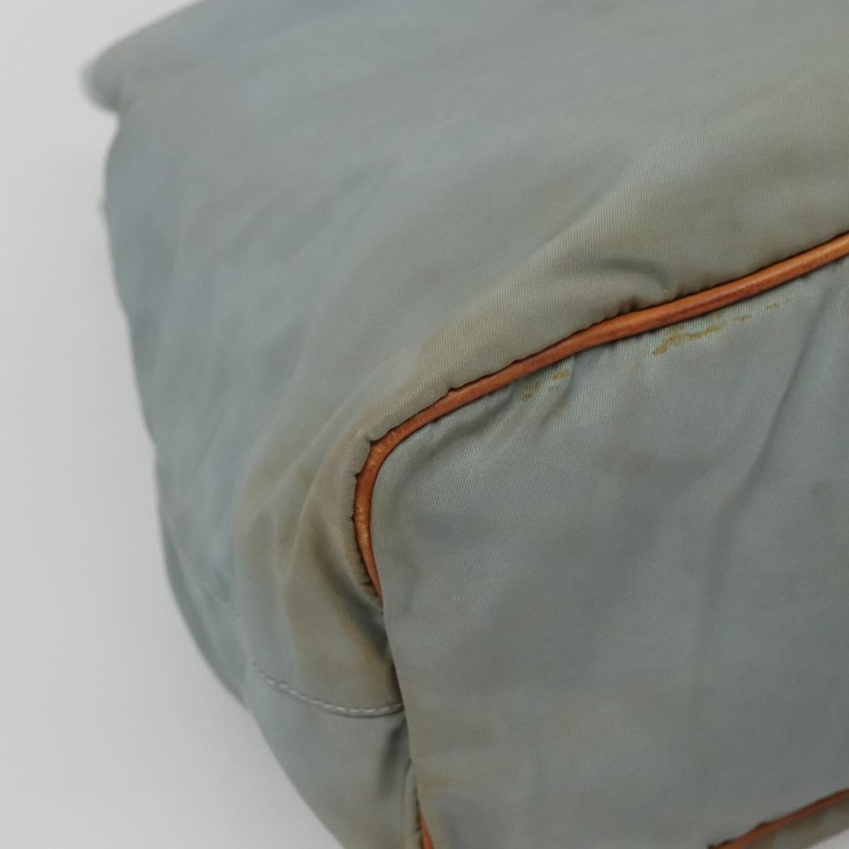 PRADA Shoulder Bag Nylon Light Blue Silver Auth bs26887