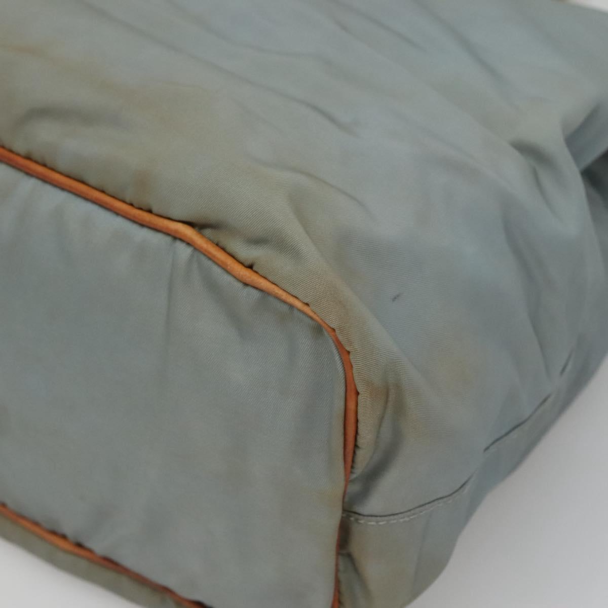 PRADA Shoulder Bag Nylon Light Blue Silver Auth bs26887