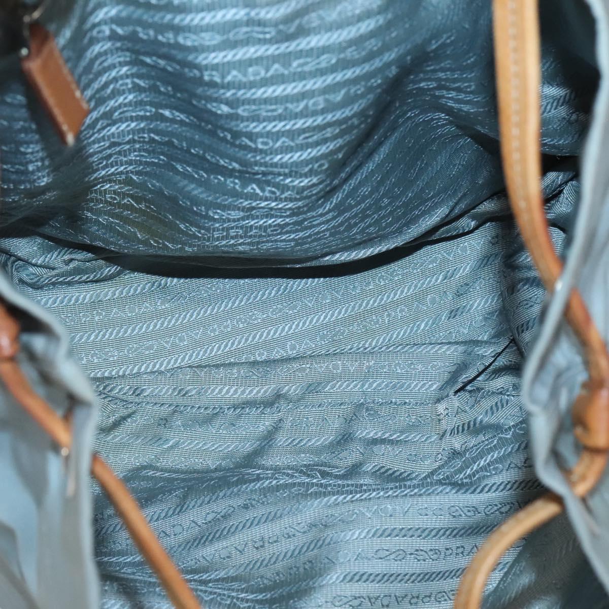 PRADA Shoulder Bag Nylon Light Blue Silver Auth bs26887