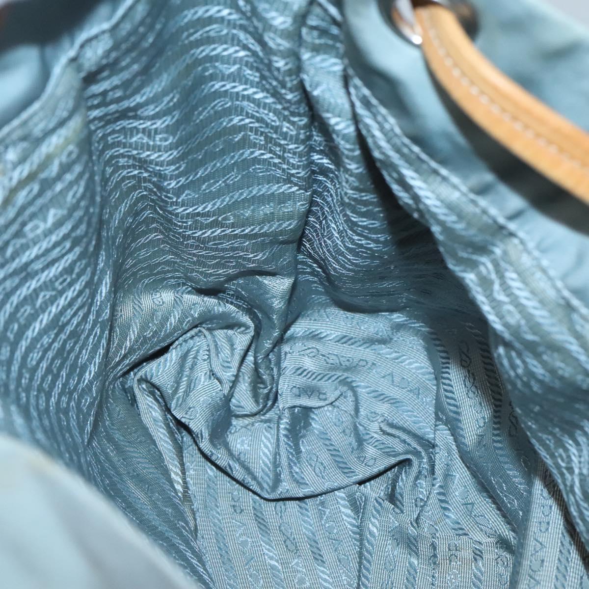 PRADA Shoulder Bag Nylon Light Blue Silver Auth bs26887