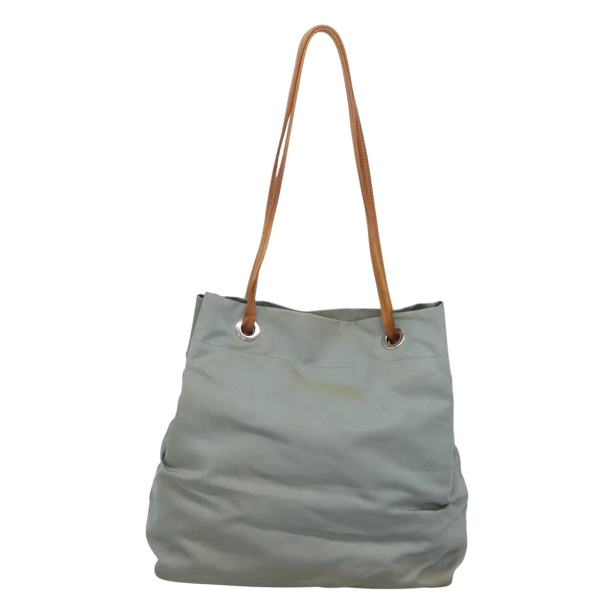 PRADA Shoulder Bag Nylon Light Blue Silver Auth bs26887