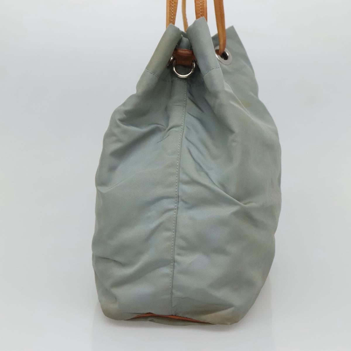 PRADA Shoulder Bag Nylon Light Blue Silver Auth bs26887