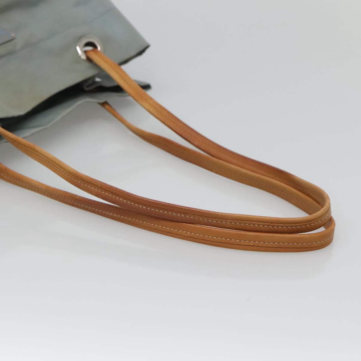 PRADA Shoulder Bag Nylon Light Blue Silver Auth bs26887