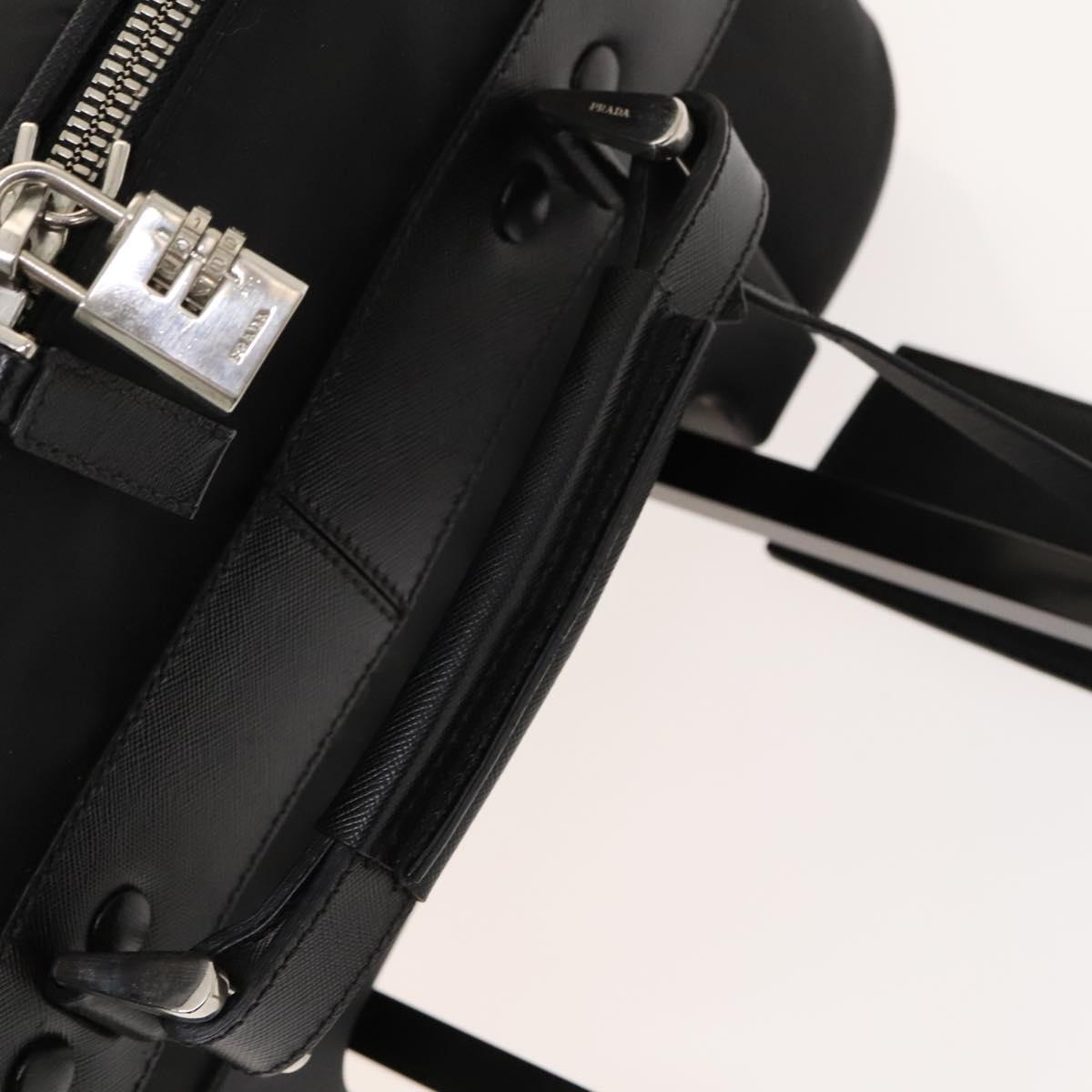 PRADA Carry Case Suitcase Nylon Leather Black Silver Auth bs26888