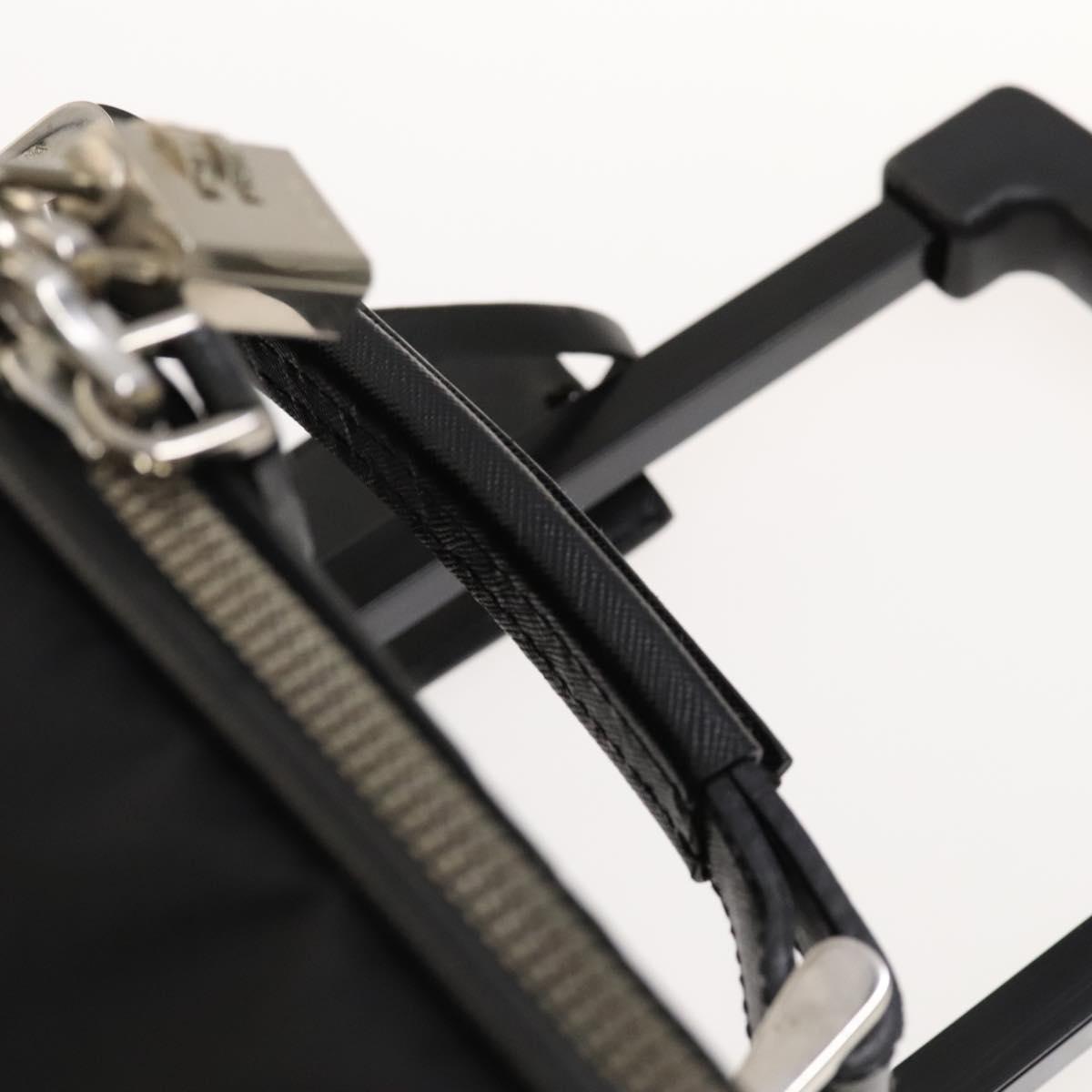 PRADA Carry Case Suitcase Nylon Leather Black Silver Auth bs26888