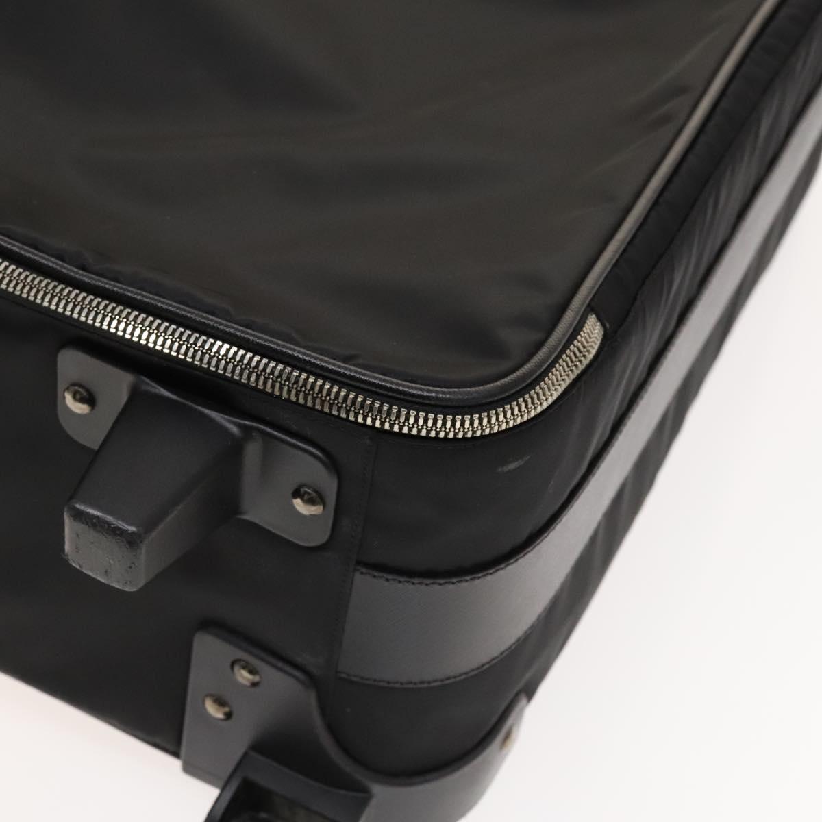 PRADA Carry Case Suitcase Nylon Leather Black Silver Auth bs26888