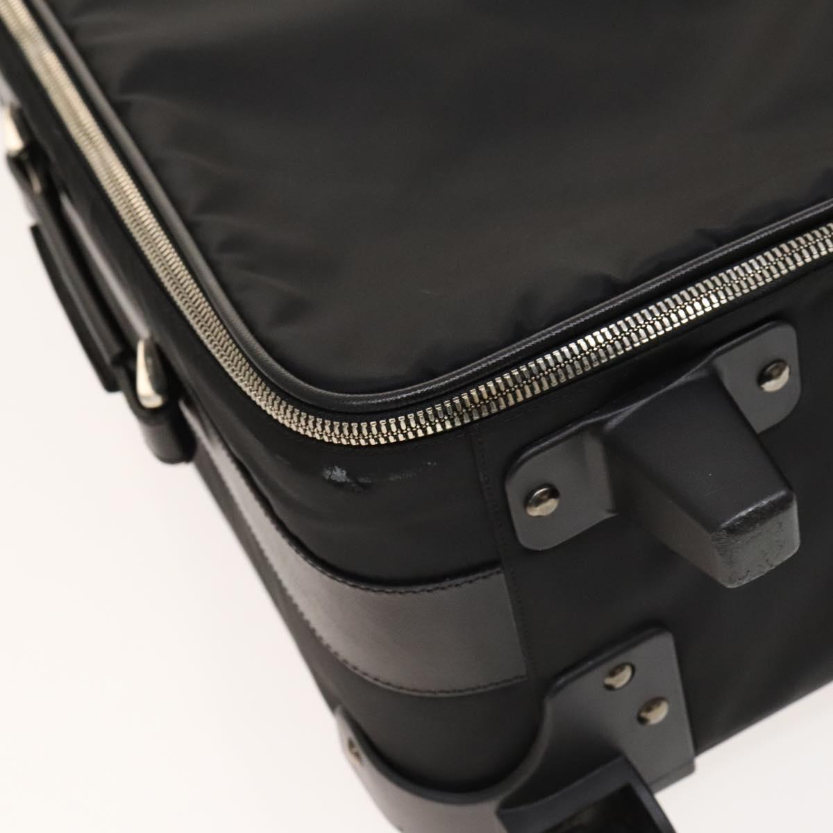 PRADA Carry Case Suitcase Nylon Leather Black Silver Auth bs26888