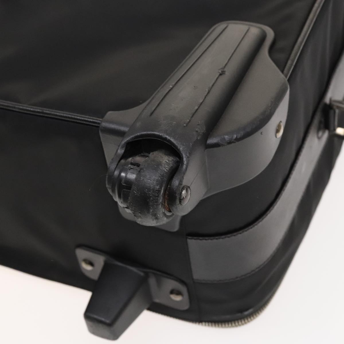 PRADA Carry Case Suitcase Nylon Leather Black Silver Auth bs26888