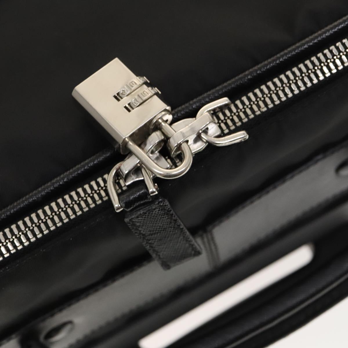 PRADA Carry Case Suitcase Nylon Leather Black Silver Auth bs26888