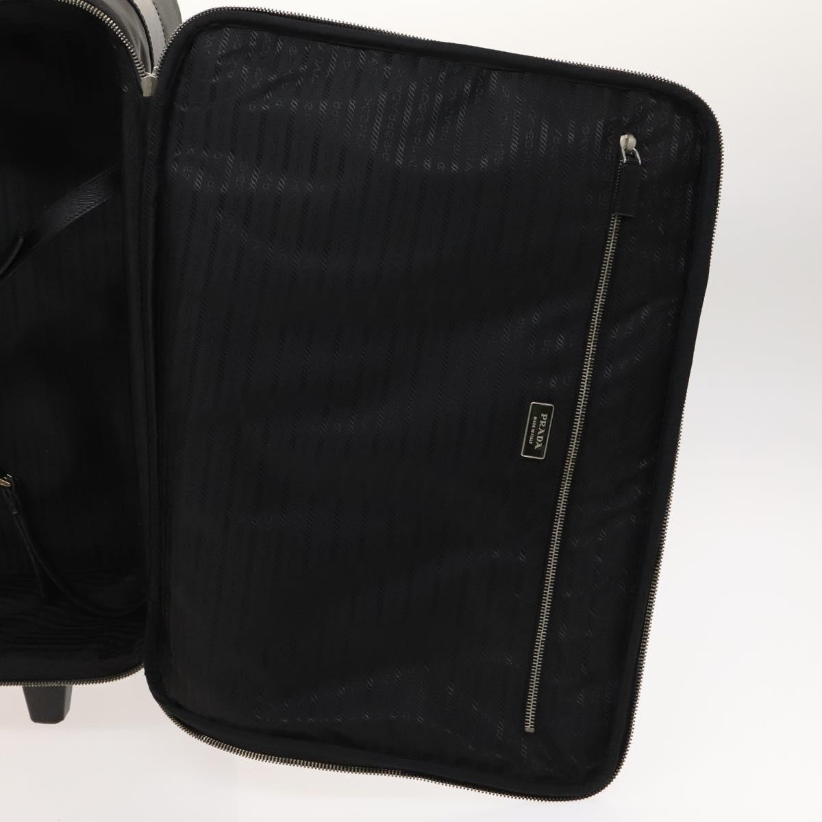 PRADA Carry Case Suitcase Nylon Leather Black Silver Auth bs26888