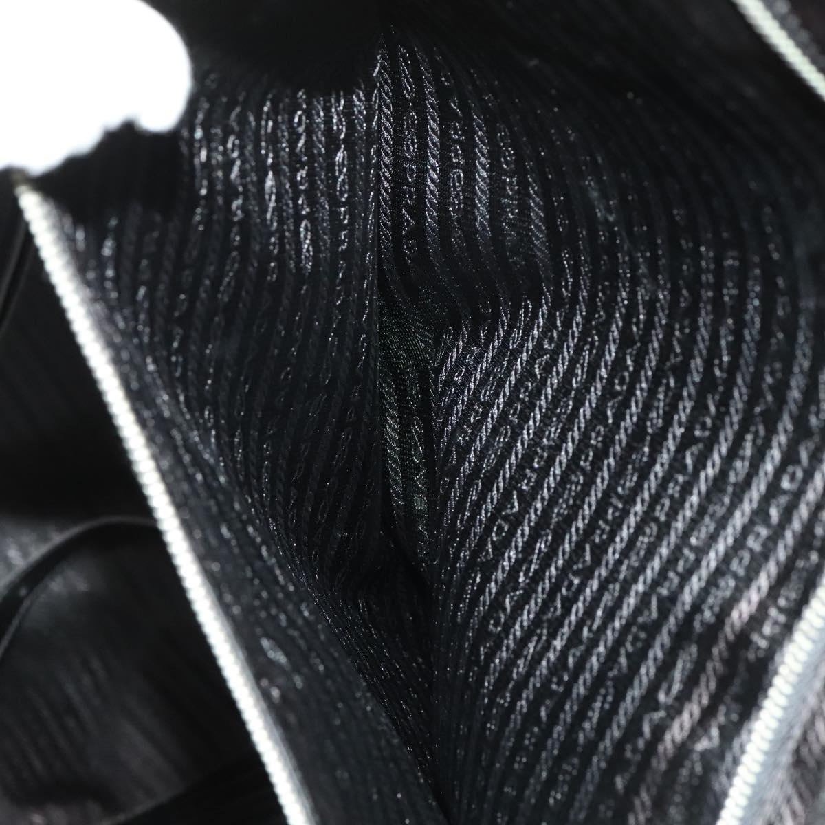 PRADA Carry Case Suitcase Nylon Leather Black Silver Auth bs26888