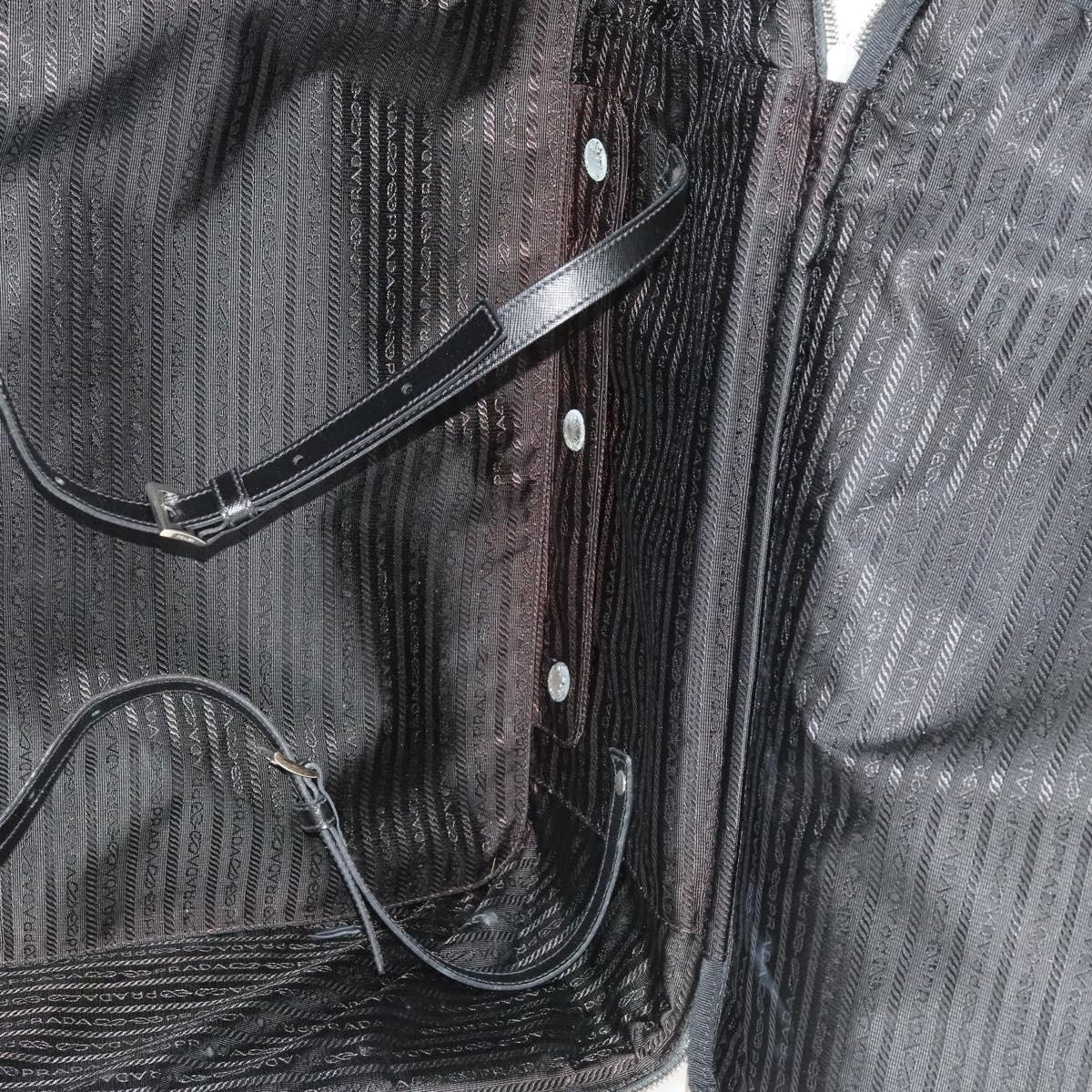 PRADA Carry Case Suitcase Nylon Leather Black Silver Auth bs26888
