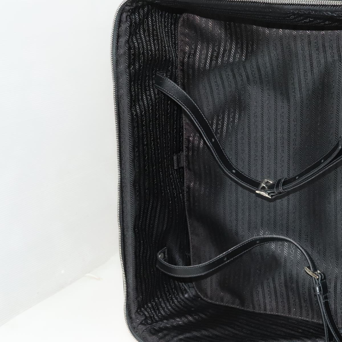 PRADA Carry Case Suitcase Nylon Leather Black Silver Auth bs26888