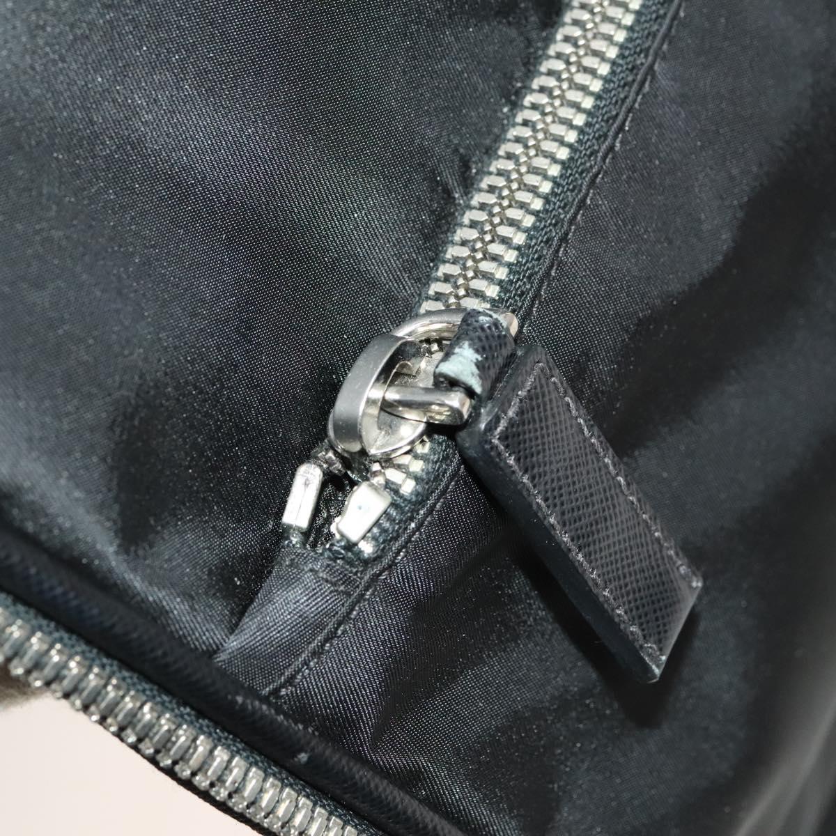 PRADA Carry Case Suitcase Nylon Leather Black Silver Auth bs26888