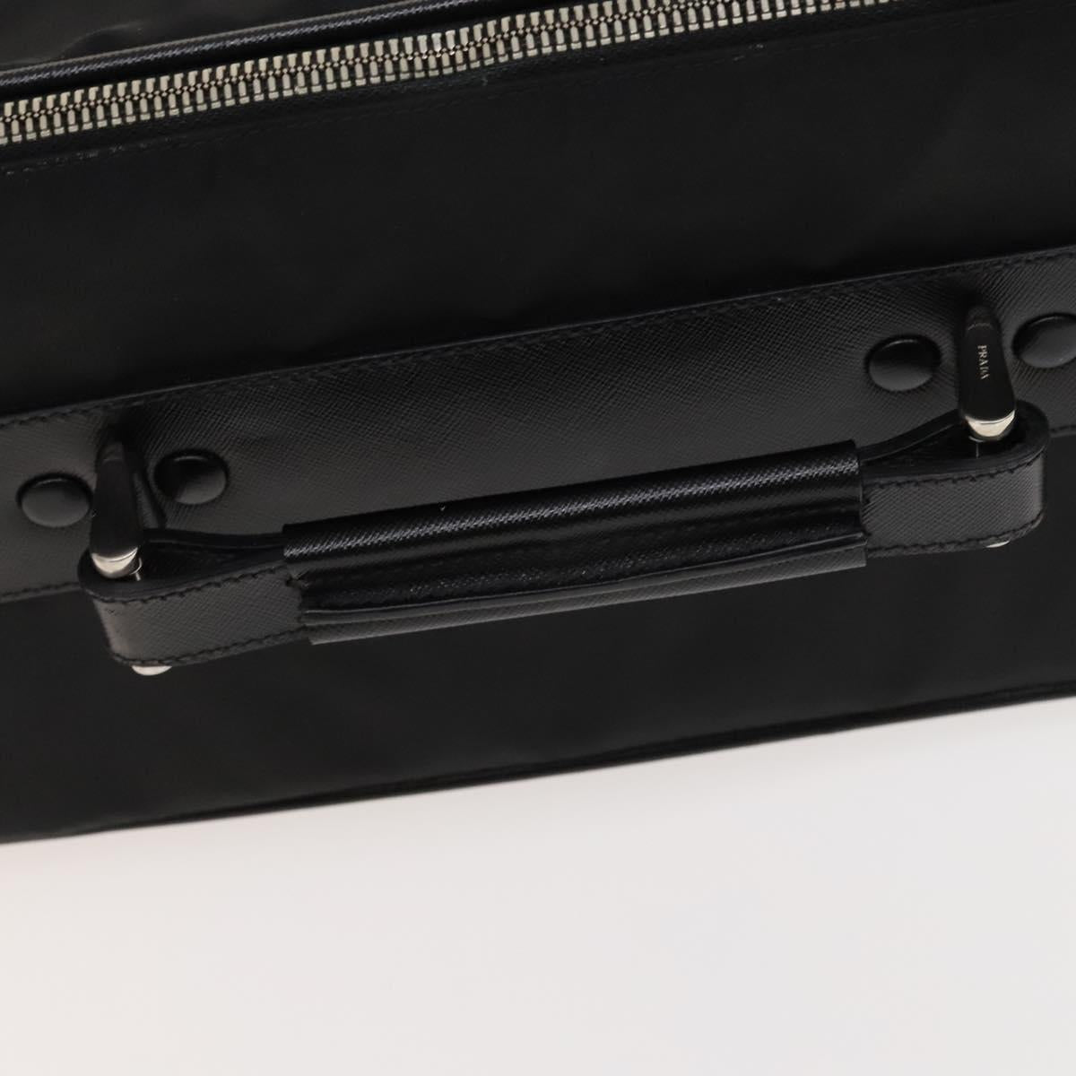 PRADA Carry Case Suitcase Nylon Leather Black Silver Auth bs26888