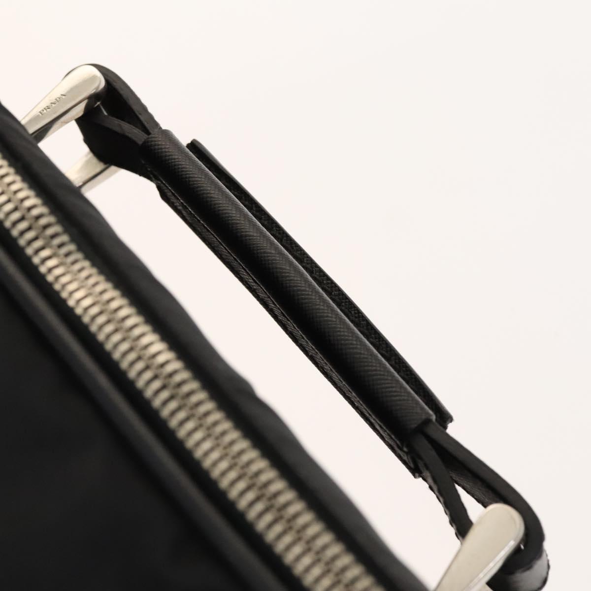 PRADA Carry Case Suitcase Nylon Leather Black Silver Auth bs26888